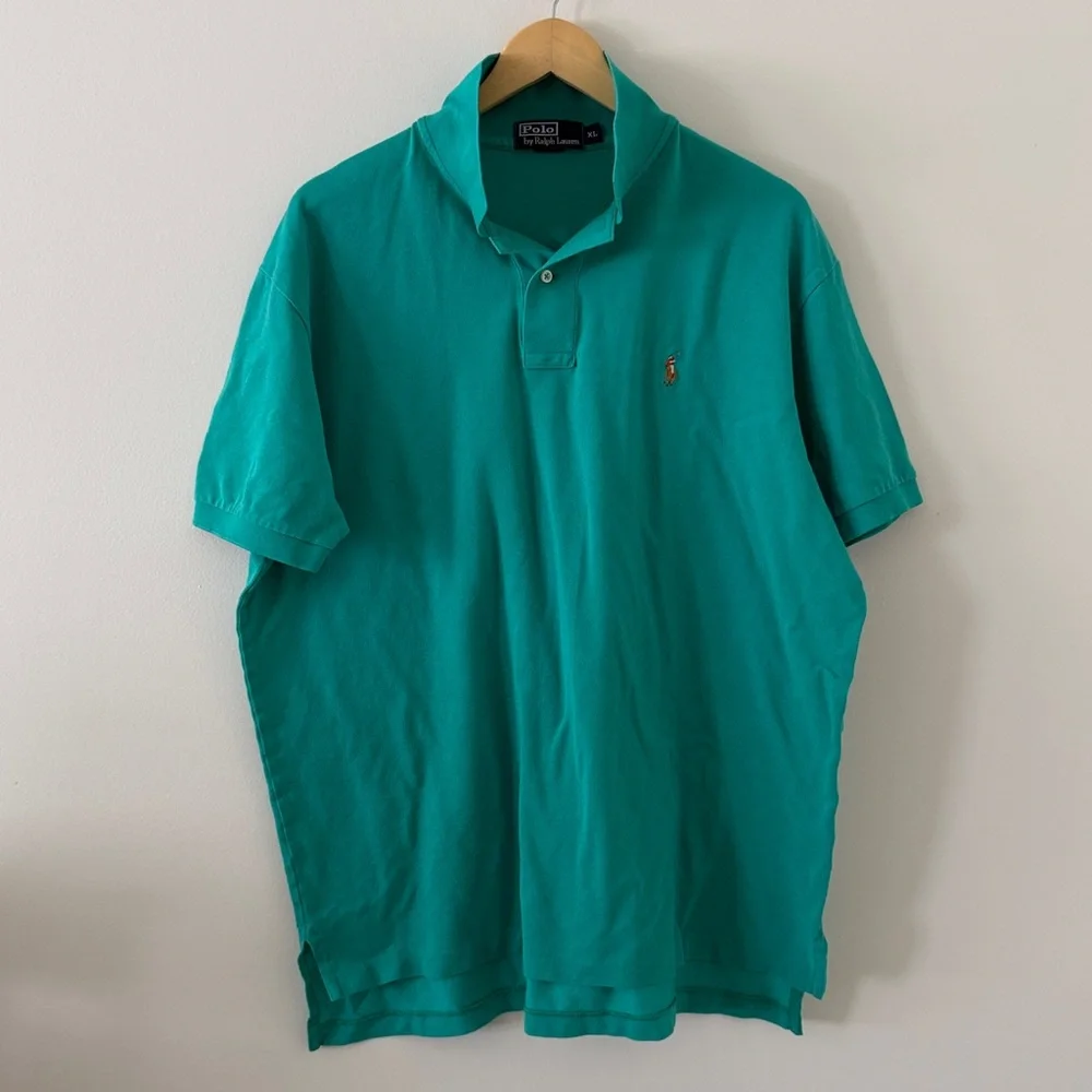 Polo Ralph Lauren Pique Polo Sunset Green Turquoise‎ Size XL